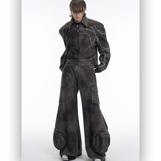 Chaqueta Denim Gris Acolchada con Hombros Reforzados - Image 2