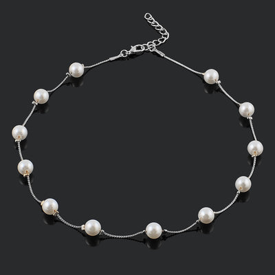 Cadena de Clavícula con Perla Pequeña Elegante de Una Capa - Image 8