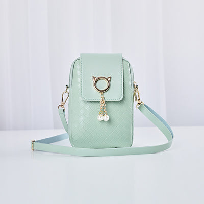 Bolsa Bandolera Tejida para Celular con Borla de Perlas - Image 20