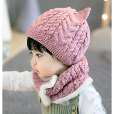 Conjunto Gorro y Babero de Lana Gruesa Trenzado - Image 5