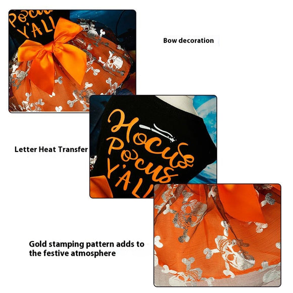 Disfraz de Halloween para Perros y Gatos - Calavera Negra con Decoración de Fiesta