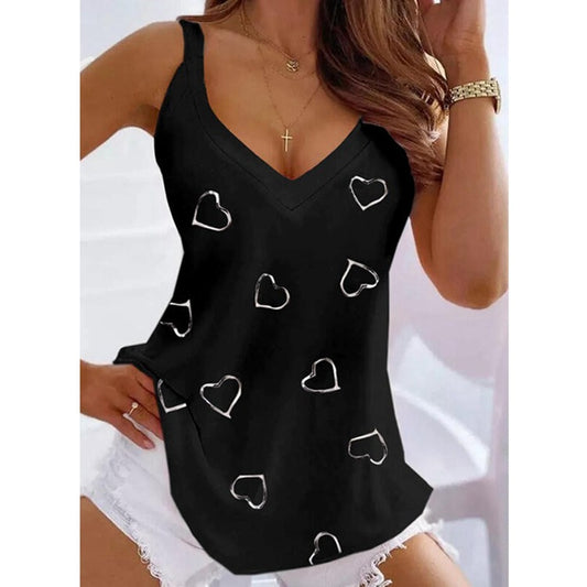 Camiseta sin Mangas con Estampado de Corazones para Mujer - Image 2