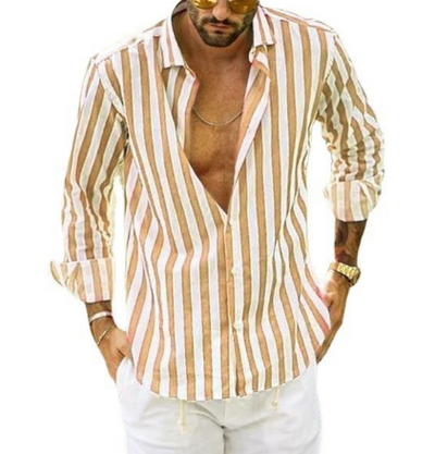 Camisa Casual de Rayas con Mangas Largas para Hombre - Image 10