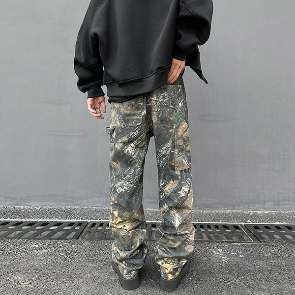 Jeans Hombre Patrón Camuflaje Árbol Corte Recto Oversize
