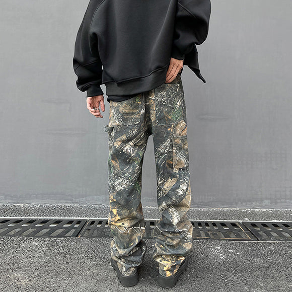 Jeans Hombre Patrón Camuflaje Árbol Corte Recto Oversize