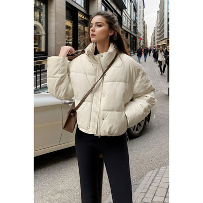 Chaqueta Acolchada de Cuero Desechable Invierno Europea y Americana - Image 9