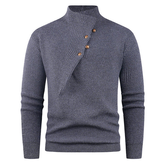 Suéter Casual para Hombre con Cuello Mao y Botones Sesgados - Image 24