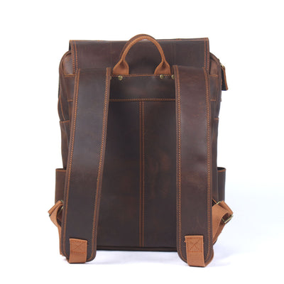 Mochila de Cuero Estilo Retro con Gran Capacidad para Hombre - Image 8