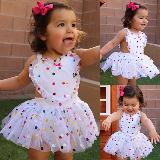 Vestido Jumpsuit para Bebé Niña con Lentejuelas, Lunares y Falda Tul Tutú - Image 9