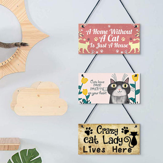 Colgante Vintage de Madera para Gatos - Accesorio Elegante para Mascotas
