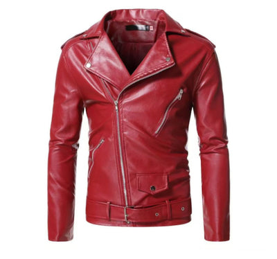 Chaqueta de Cuero Slim con Cremallera Diagonal y Solapa - Image 9