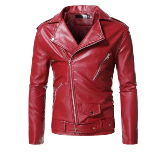 Chaqueta de Cuero Slim con Cremallera Diagonal y Solapa - Image 9