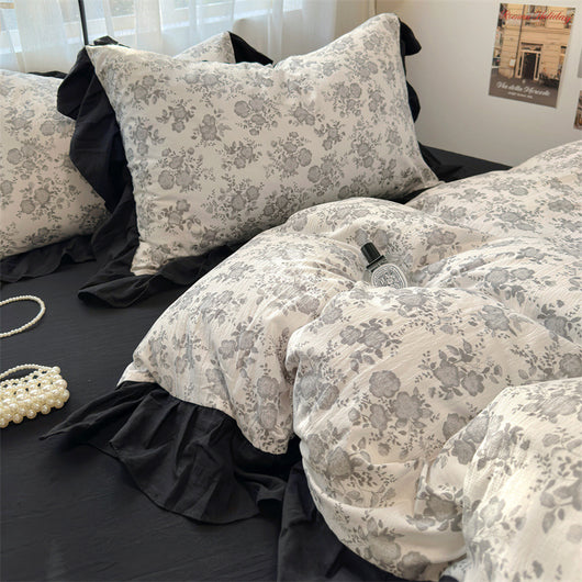 Juego de Cama Algodón Lavado Encaje Tulipán Estilo Coreano 4 Piezas - Image 3