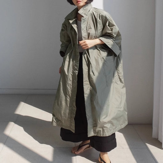 Abrigo Largo Tipo Gabardina para Mujer Talla Grande - Primavera y Otoño - Image 7