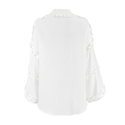 Blusa Larga de Encaje Suelta con Manga Larga para Mujer - Image 17