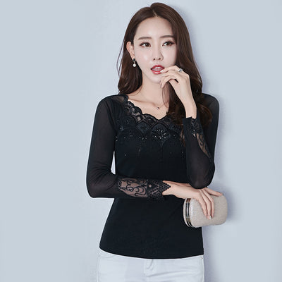 Blusa Manga Larga con Diamantes Bordados para Mujer - Image 11