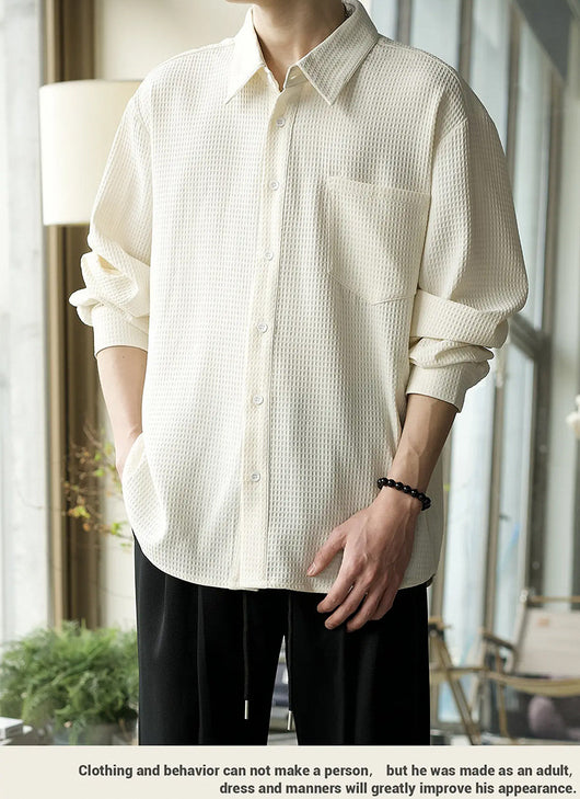 Camisa Polo Texturizada Suelta Casual para Hombre - Image 10