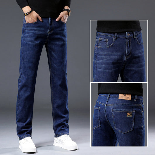 Pantalones Vaqueros Gruesos Forrados en Fleece para Hombre Talla Grande - Image 9