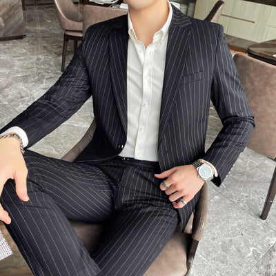 Traje Casual de Dos Piezas a Rayas para Hombre - Image 7