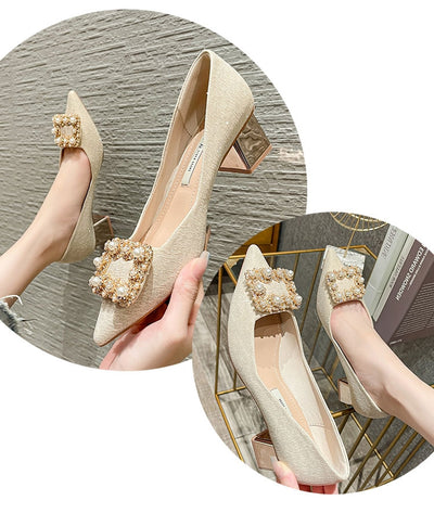 Tacones Altos Punta Afilada Perla Estilo Hada - Image 17