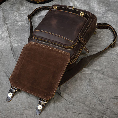 Mochila Multifuncional de Cuero Crazy Horse Retro para Hombre y Estudiantes - Image 38