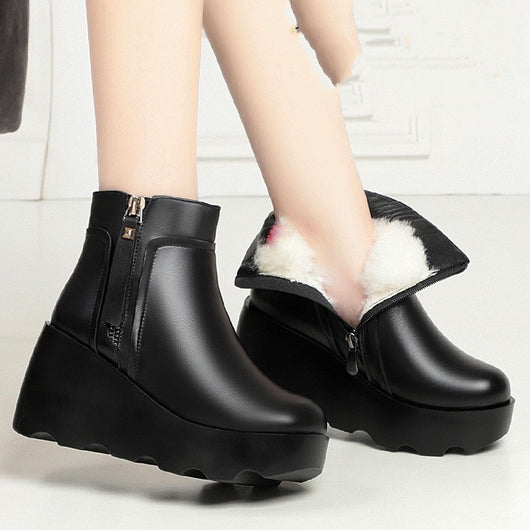 Botas de Cuña Acolchadas en Lana con Forro Polar para Mujer - Image 4