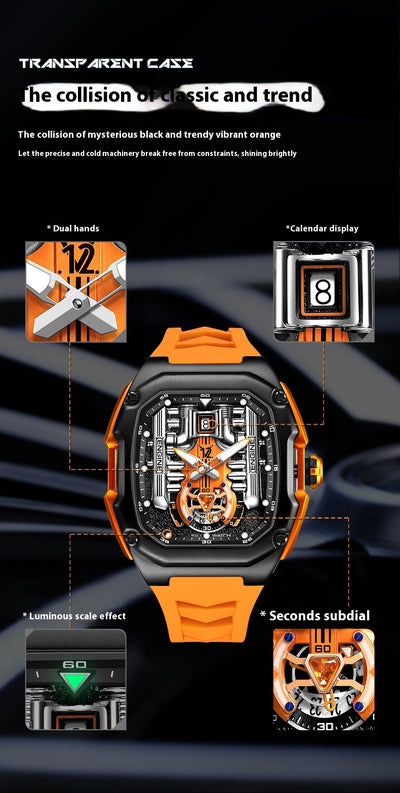 Reloj para Hombre con Fondo Transparente y Diseño Tridimensional - Image 13
