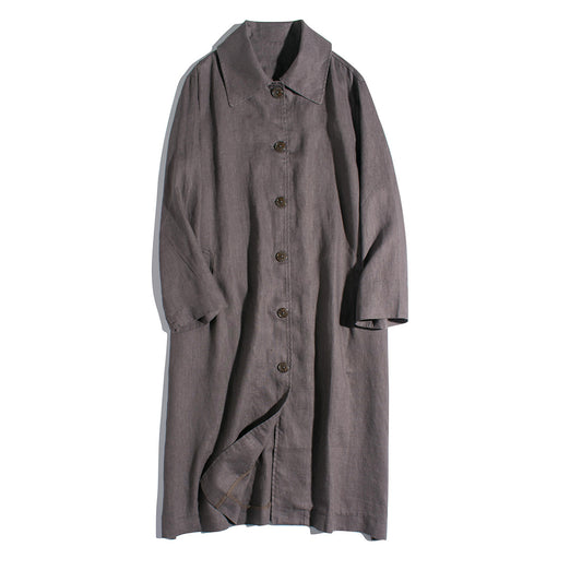 Abrigo Trench Coat de Algodón y Lino con Solapas Holgadas para Mujer - Image 2