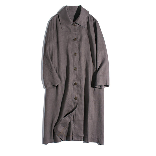 Abrigo Trench Coat de Algodón y Lino con Solapas Holgadas para Mujer - Image 2