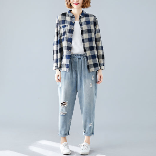 Camisa de Cuadros Manga Larga Talla Grande para Mujer - Image 13