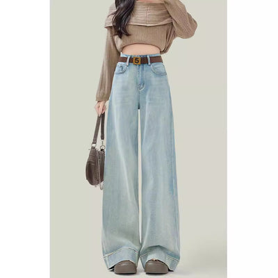 Pantalones Vaqueros Rectos Cintura Alta Color Claro Mujer - Image 3