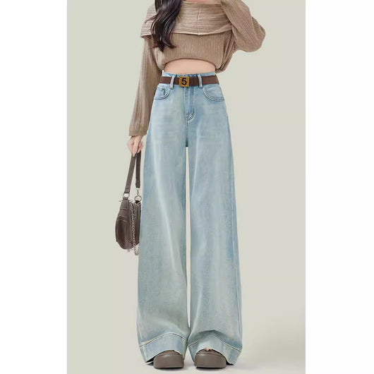 Pantalones Vaqueros Rectos Cintura Alta Color Claro Mujer - Image 3