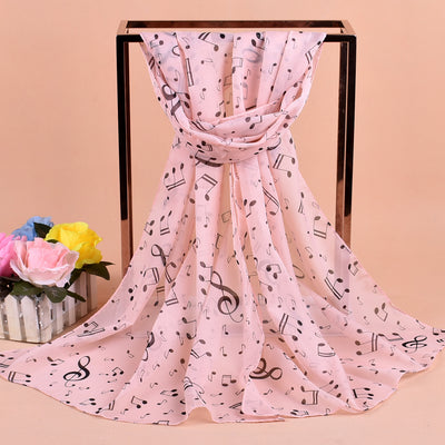 Pañuelo de Seda Chifón Estampado con Notas Musicales para Mujer - Image 10
