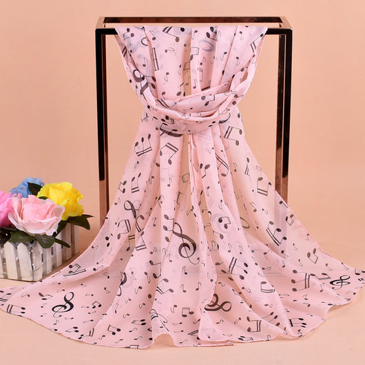 Pañuelo de Seda Chifón Estampado con Notas Musicales para Mujer - Image 10
