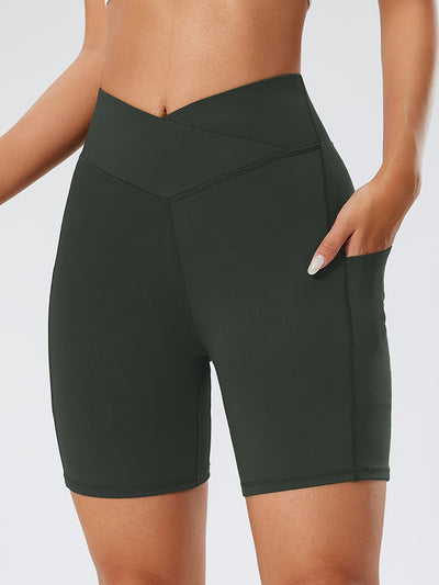 Shorts Yoga Cintura Alta con Bolsillo y Cruce en Cintura - Image 11