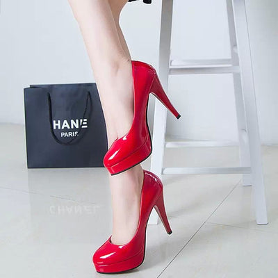 Tacones Charol Elegantes Punta Abierta Stiletto Ultra Alto