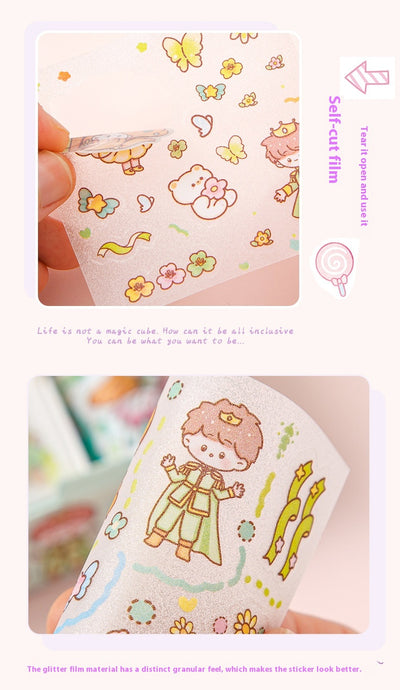 Set de Stickers Adhesivos Infantiles con Diseños Animados y Cinta Decorativa - Image 21