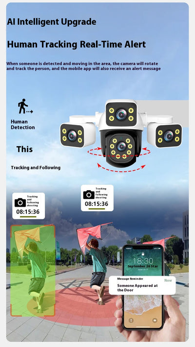 Cámara de Vigilancia Exterior Triple Lente WiFi Inalámbrica - Image 10