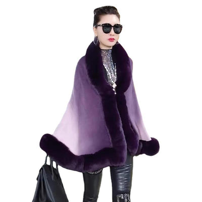 Cardigan Talla Grande con Cuello de Pelaje y Capa Degradada - Image 5