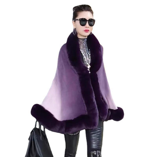 Cardigan Talla Grande con Cuello de Pelaje y Capa Degradada - Image 5