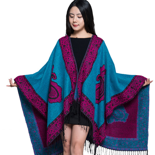 Poncho Étnico Nepali Extra Grande Acolchado para Otoño e Invierno - Image 6