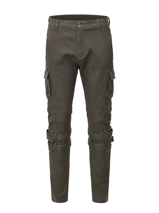Pantalón Cargo Ajustado Distressed con Doble Encaje y Tobillo Entallado - Image 4