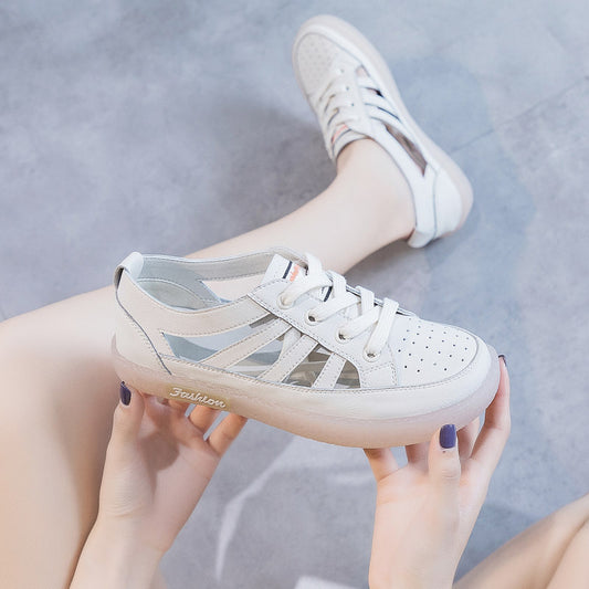 Zapatos Blancos de Cuero Calado Talla Grande para Mujer - Image 2