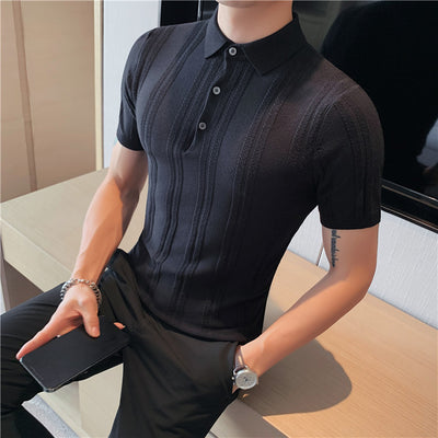 Polo Tejido de Manga Corta para Hombre con Textura y Elasticidad - Image 19
