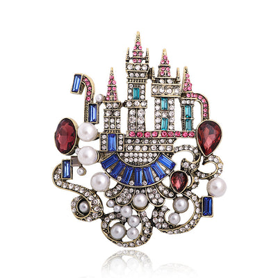 Broche Castillo Europeo Retro con Cristales de Diamante - Image 4