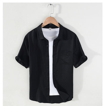 Camisa de Lino Puro para Hombre - Manga Corta Verano - Image 10