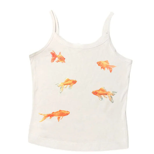 Chaleco Estampado Peces Dorados Cuello Cuadrado Ajustado Sexy - Image 13