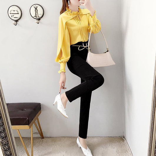 Conjunto de Blusa Dos Piezas Estilo Maduro con Toque Sofisticado - Image 2