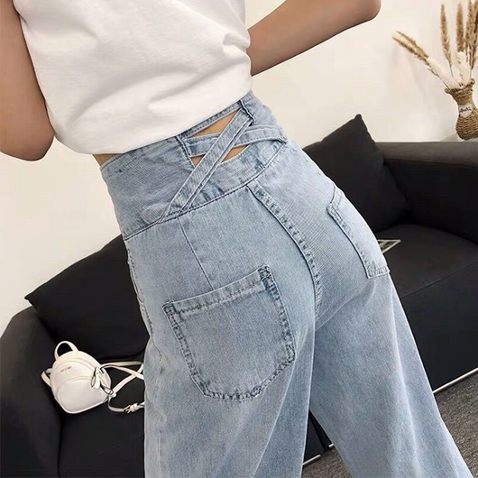 Pantalones Anchos de Cintura Alta con Detalle de Incrustación - Image 7