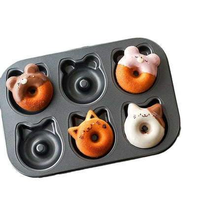 Molde para Donas de Silicona con Diseños de Gato y Oso - Bandeja Antiadherente para Horno - Image 3